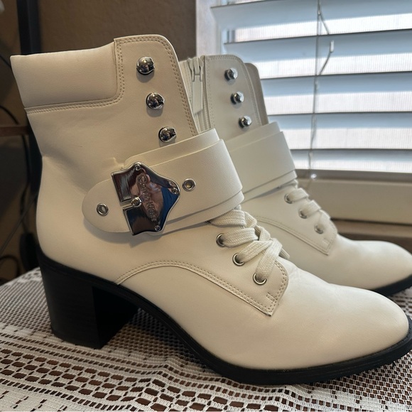 Calvin Klein Shoes - Calvin Klein White Ankle Boots with Buckle Detail